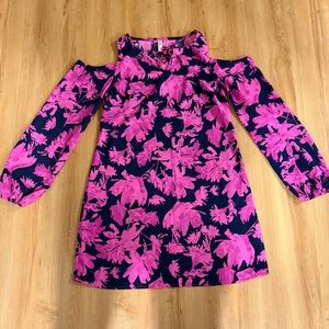 Floral Pink and Blue Women’s Dress Size Small with cut out shoulders